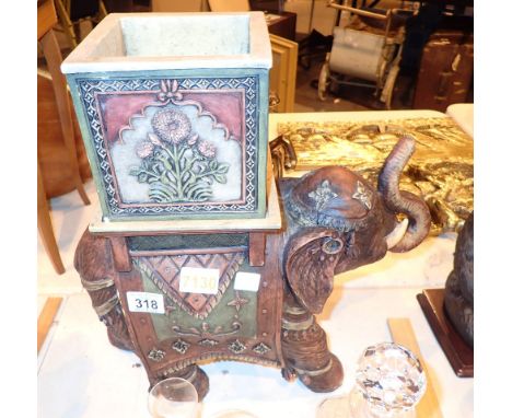 Indian Elephant resin planter marked Past Times to base 