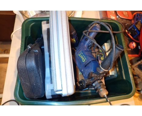 Power Craft drill and screwdriver with several Work Zone drill bit sets unopened plus fittings  CONDITION REPORT: All electri