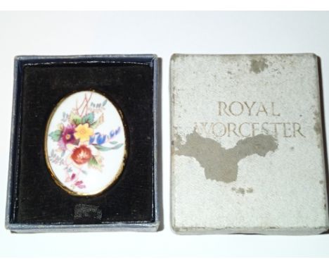 Royal Worcester brooch in original box