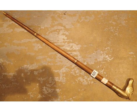 Walking stick with brass horse head handle 