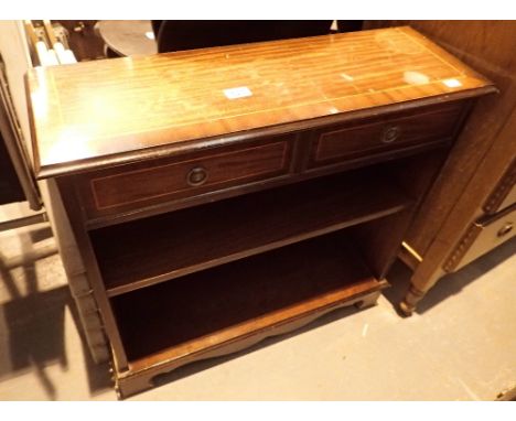 Mahogany inlaid shelf unit with two upper drawers 75 x 26 x 72 cm