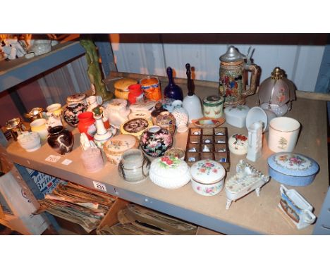 Shelf of mixed ceramics 