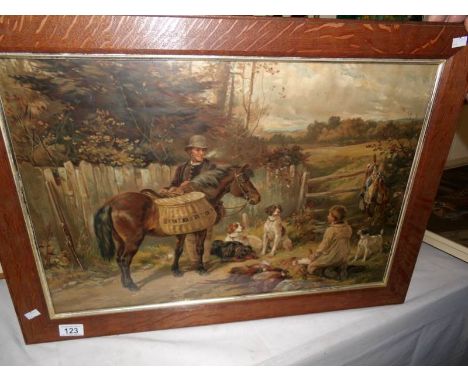 A framed and glazed lithograph country scene, image 60 x 40cm, frame 71 x 51cm