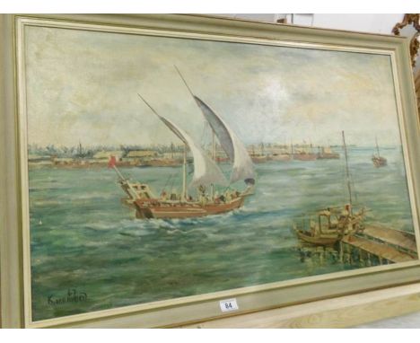 An oil on board seascape signed K Orrayed '67, image 94 x 58cm, frame 104 x 68cm