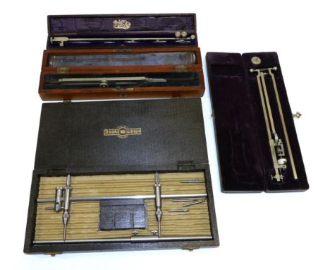 Various  Drawing Instruments Moore & Wright Beam Compass; Planimeter; Stanley Beam Compass and Stanley Folding Compasses (Boa