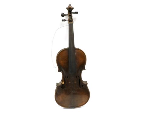 Violin 14.125'' two piece back, label reads 'Fried. Aug. Glass. Verfertigt Nach Antonius Stradivarius FiesFa ei bat in Cremon