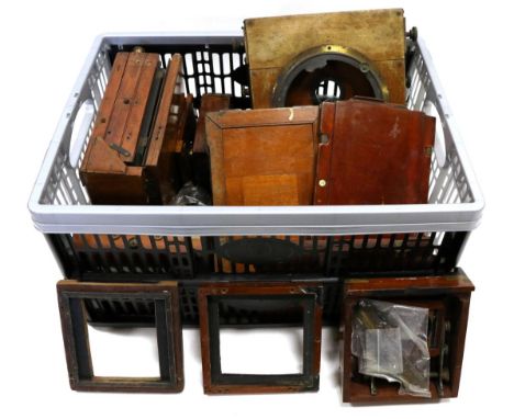 Various Mahogany Plate Camera Bodies And Parts including Underwood Instanto body, The Clydesdale, Junior Sanderson, Lancaster