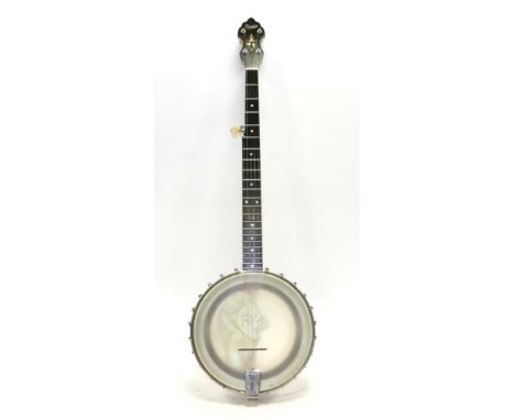 Bacon Grand Concert Banjo serial no.6844, five strings, ebony fingerboard, 11'' head, inlayed motif to headstock, pearl dot f