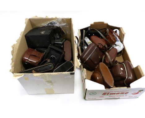 Various Cameras including Kodak Brownie No.2, Zenit II, Agfa folding camera, Ensign Pocket, Halina 35X and others (20)