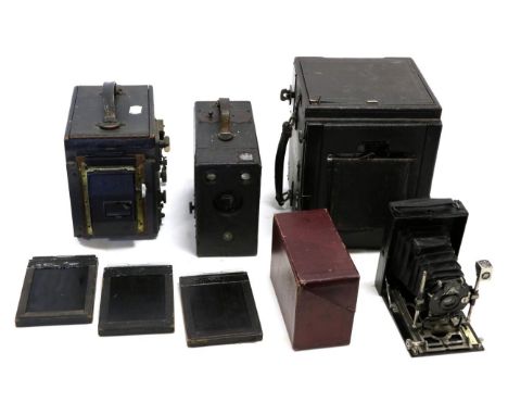 Various Large Box Cameras including Ensign Reflex Model B; Graflex Series B with Ross f4.5 7 1/4'' lens and Houghton Klito No