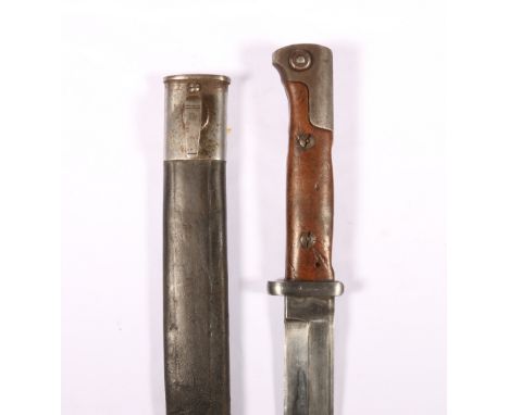 German pattern 84/98 knife bayonet (Seitengewehr 84/98) having fullered blade coming to a spear point with ricasso marked for