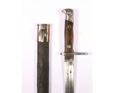 German knife bayonet pattern 71/84 (Sertengewehr 71/84) having fullered blade coming to a spear point, the ricasso stamped PR