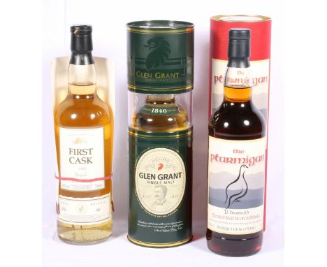 GLEN GRANT no age statement single malt scotch whisky 70cl 40% vol, THE PTARMIGAN 15 year old blended malt scotch whisky 70cl