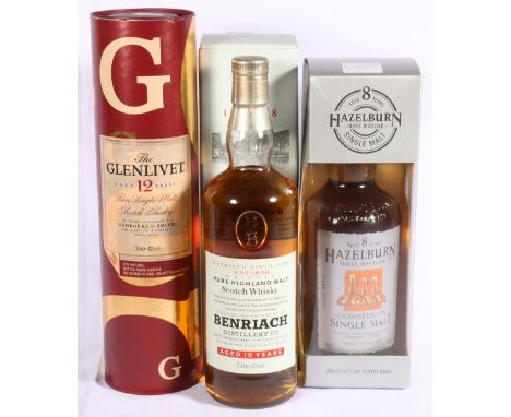 BENRIACH 10 year old Highland single malt scotch whisky 70cl 43% vol boxed, HAZELBURN 8 year old single malt scotch whisky 70