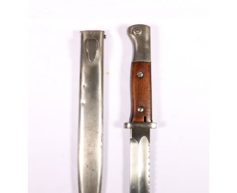 German NCO's knife bayonet pattern S14 (Seitengewehr 14) having fullered saw back blade coming to a spear point, the ricasso 