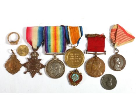 WWI medal trio comprising war medal, Victory medal and 1914-15 star awarded to S-13444 Pte D Hutchison Cameron Highlanders, a