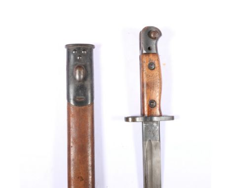 British sword bayonet pattern 1907 having fullered blade with ricasso stamped crown GR cypher 1 18 (January 1918) Wilkinson, 