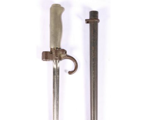 French epee bayonet model 86 (epee baionnette mle 86) having white metal hilt, hook quillion stamped AB4088 and tapering cruc