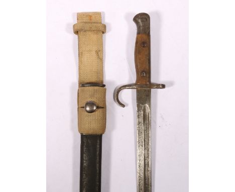 British pattern 1907 bayonet having hooked quillion, wood grip, the fullered blade with ricasso stamped Anderson, crown above