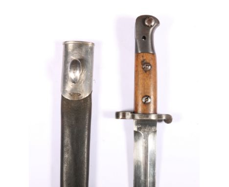 British 1903 pattern bayonet, the double edged blade with spear point marked to the ricasso with ER cypher (Edward VII) and 1