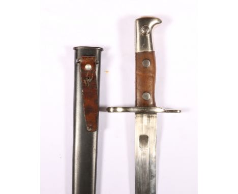 Switzerland knife bayonet pattern 89/99 (Ordonnanz 1889/99) having fullered blade coming to a spear point, the fuller with ri