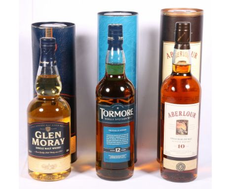 ABERLOUR 10 year old Highland single malt scotch whisky 70cl 40% vol, TORMORE 12 year old Speyside single malt scotch whisky 