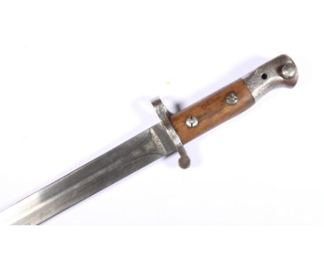 British 1903 pattern bayonet, the double edged blade with spear point marked to the ricasso with ER cypher (Edward VII) and 1