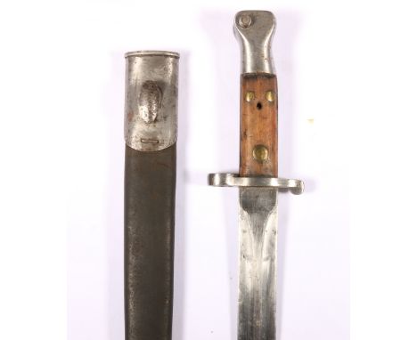 British sword bayonet pattern 1888 original type having medial ribbed blade coming to a spear point, the ricasso stamped crow