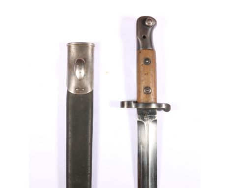 British 1903 pattern bayonet, the double edged blade with spear point marked to the ricasso with ER cypher (Edward VII) and 1