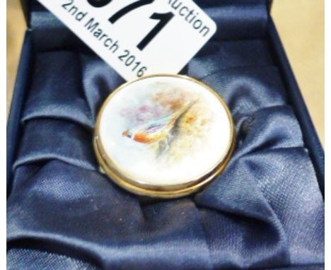 WORCESTER ENAMEL TRINKET POT. Royal Worcester boxed enamel trinket pot, signed Graham Payne
