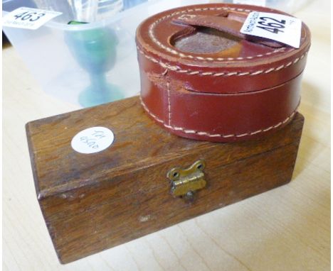 WILKINSON RAZOR AND ACCESSORIES. Wilkinson Wood boxed razor and accessories and leather box with buttons and studs