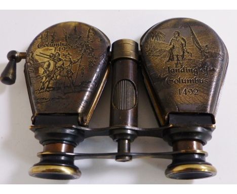 BRASS FOLDING BINOCULARS. Brass R & J Beck stamped folding binoculars 