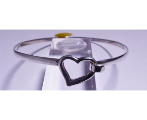 SILVER HEART BANGLE. Sterling silver heart bangle