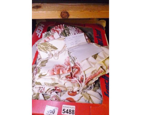 LINED CURTAINS. Pair of lined curtains  W ~ 43 inches x D ~ 56 inches with pelmet and tie backs 
