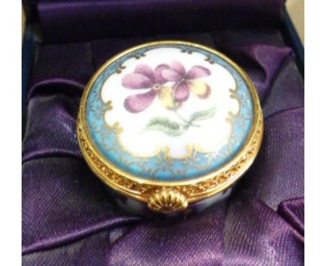 WORCESTER TRINKET POT. Royal Worcester boxed floral trinket pot