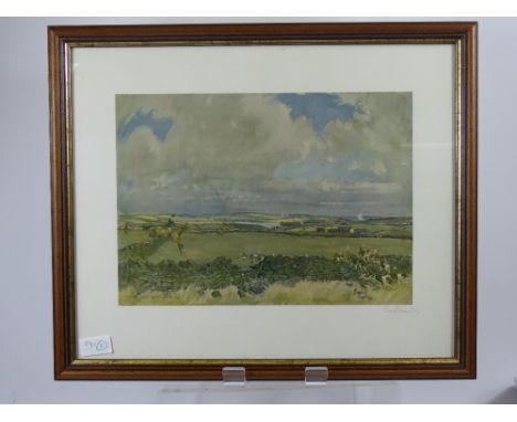 A Signed Lionel Edwards Print depicting "The Rockwood Harriers at Broadstones Ingbirchworh" 1945, approx 45 x 37 cms, glazed 