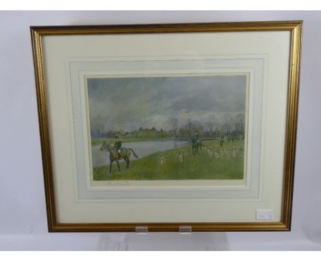 Lionel Edwards Coloured Print Depicting "Badminton House Birthday Meet", limited edition 6/150 signed lower left, published b
