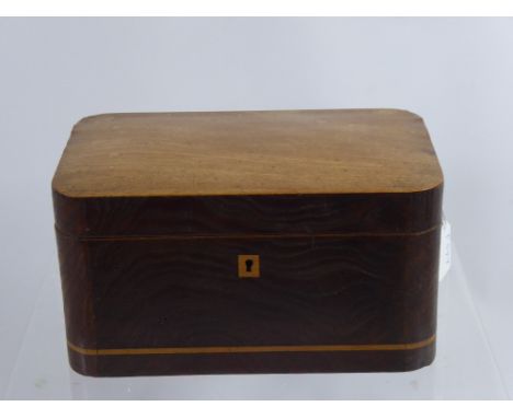 Antique Tea Caddy, the interior lids hand painted with dogs, approx 22 x 13 x 12 cms