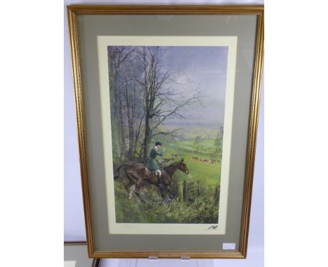 Lionel Edwards Coloured Print, depicting Lord Worcester entitled "In the Badminton Country" circa 1920, limited edition 210/4