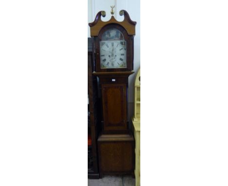 A 19th Century Harrison, Darlington 8 Day Mahogany and Oak Long Case Clock, enamel face with Roman dial, date and second aper