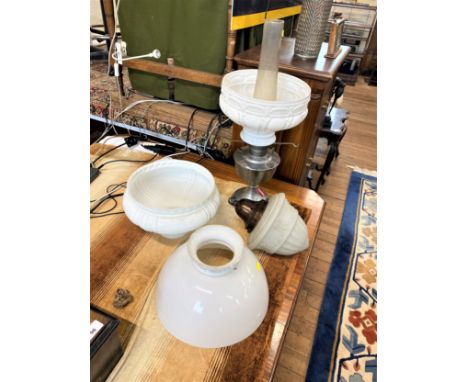 Oil Lamp, shades etc. Circa 1900. 