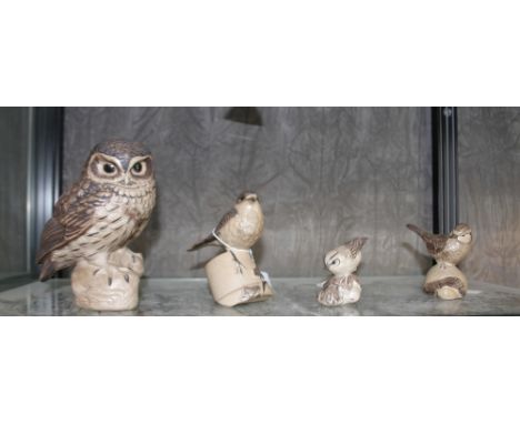 Poole Pottery Owl, Wren, Robin, and Blue Tit (4) 