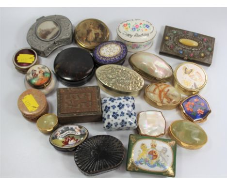 A Collection of Twenty Pill Boxes of Different Materials. I.E. Metal, Ceramic, Wood etc 