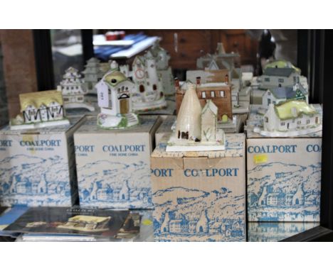 Coalport Cottages including Dove Cote, Toy Shop and Pagoda House. In boxes, leaflet and catalogues. (9) 
