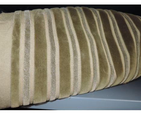 A large piece of vintage olive green upholstery fabric having raised velvet ribbed pattern. Perfect for curtains and similar.