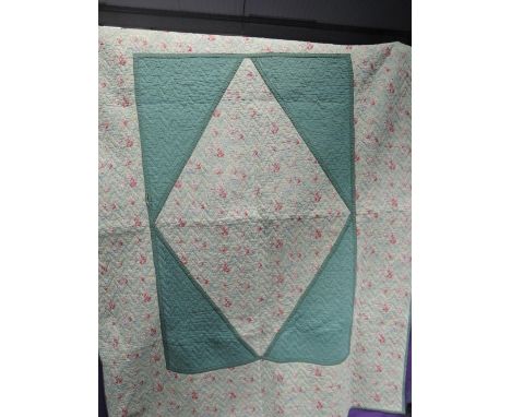 Vintage 1930/1940s paisley Durham style quilt, good condition however slight fade and wear to places, around a double in size