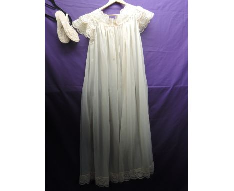 Vintage 1960s kayser Bondor peignoir and a sheer double layered peach nylon having lace detailing also included are matching 