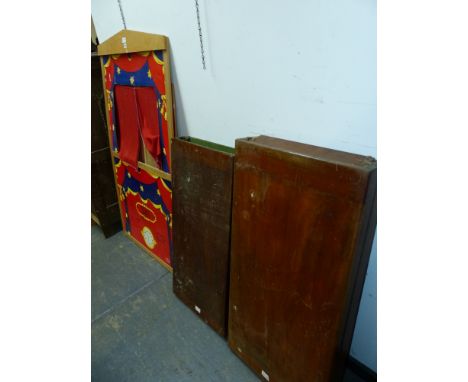 A VINTAGE PUNCH AND JUDY STAGE TOGETHER WITH TWO BAGATELLE BOARDS (FOR RESTORATION) 