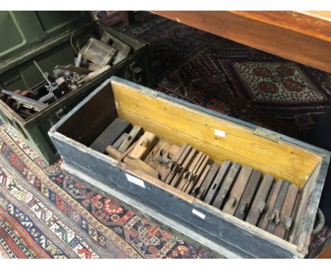 A LARGE COLLECTION OF VINTAGE WOODWORKING TOOLS CONTAINED IN TWO CHESTS
