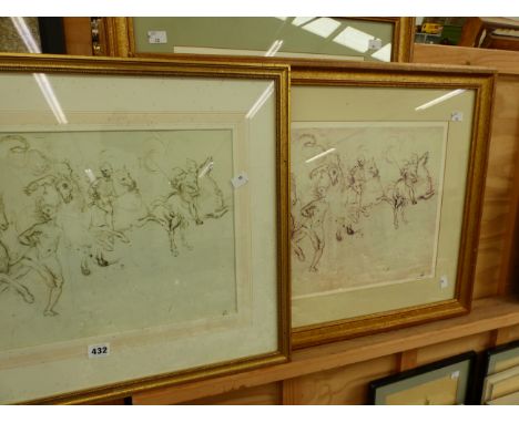 THREE DECORATIVE PICTURES OF OLD MASTER DRAWINGS 